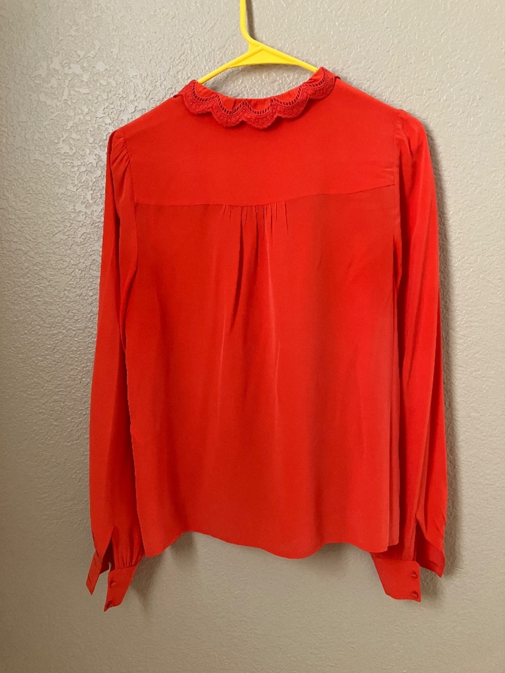 Sezane Chloe Silk Blouse Red US Size 4 Small or France Size 36 - Picture 5 of 7